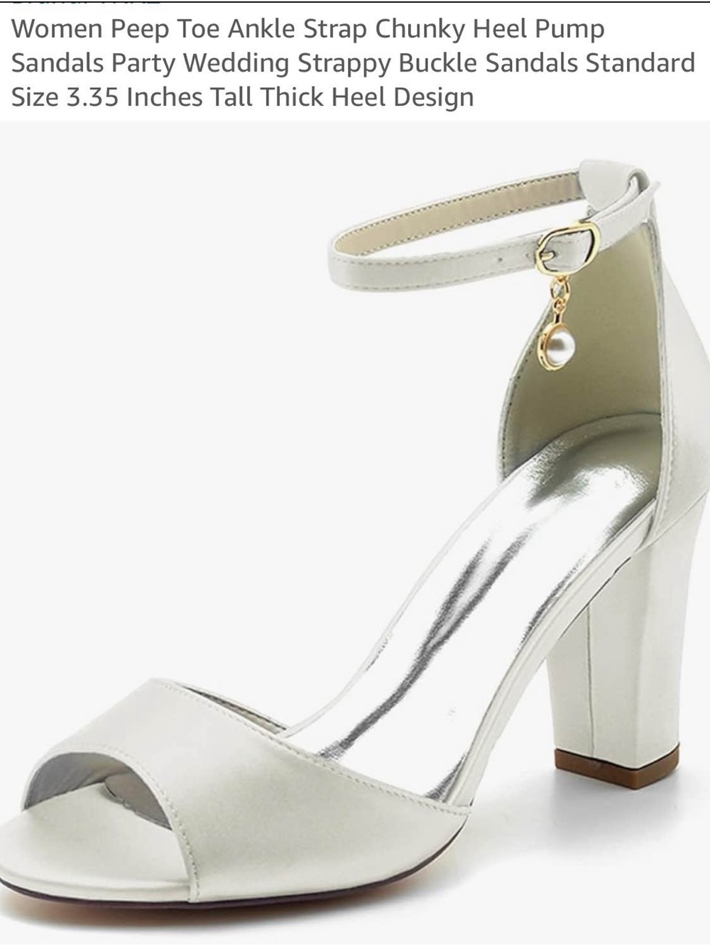 Elegant Women's Peep Toe Ankle Strap Chunky Heel Sandals - White